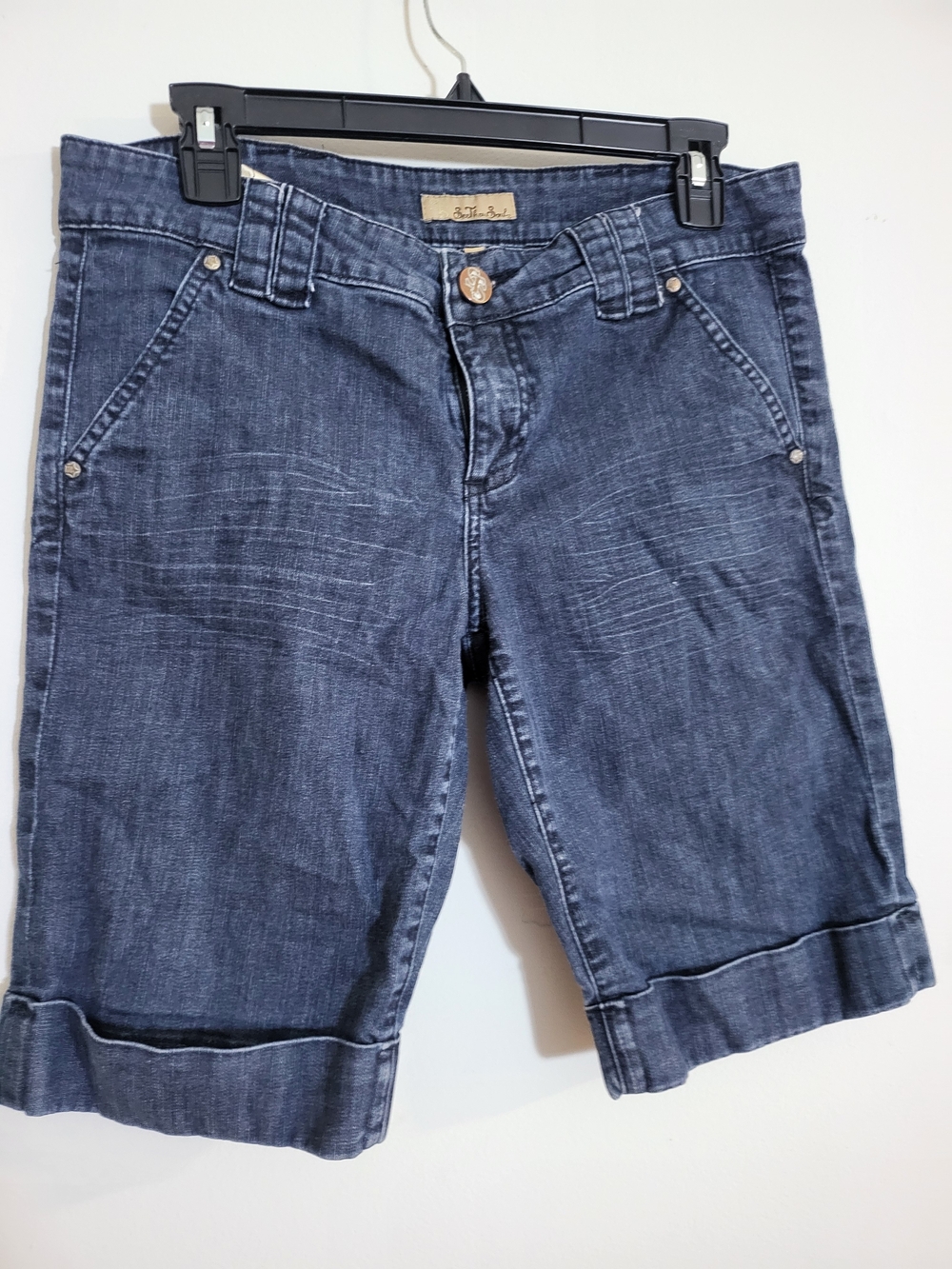See Thru Soul Dark Blue Denim Bermuda Shorts